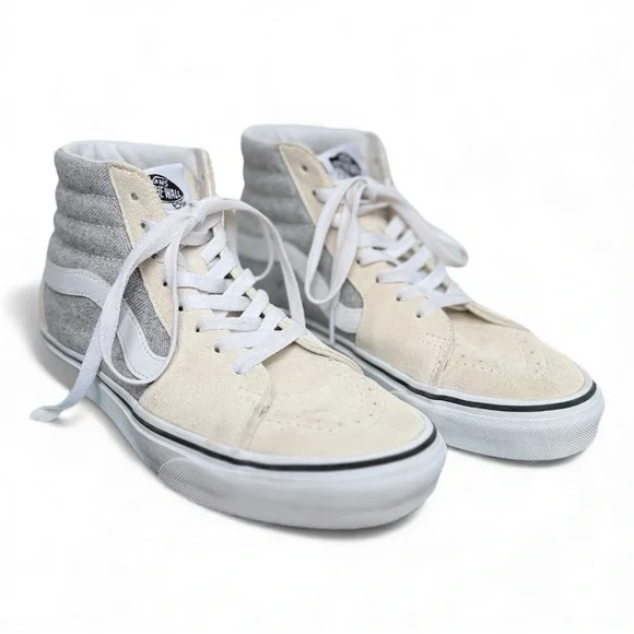 Vans Sk8-Hi High Top Sneakers – Cream / Off-White – Women’s 7 – Classic Skate - Picture 1 of 6